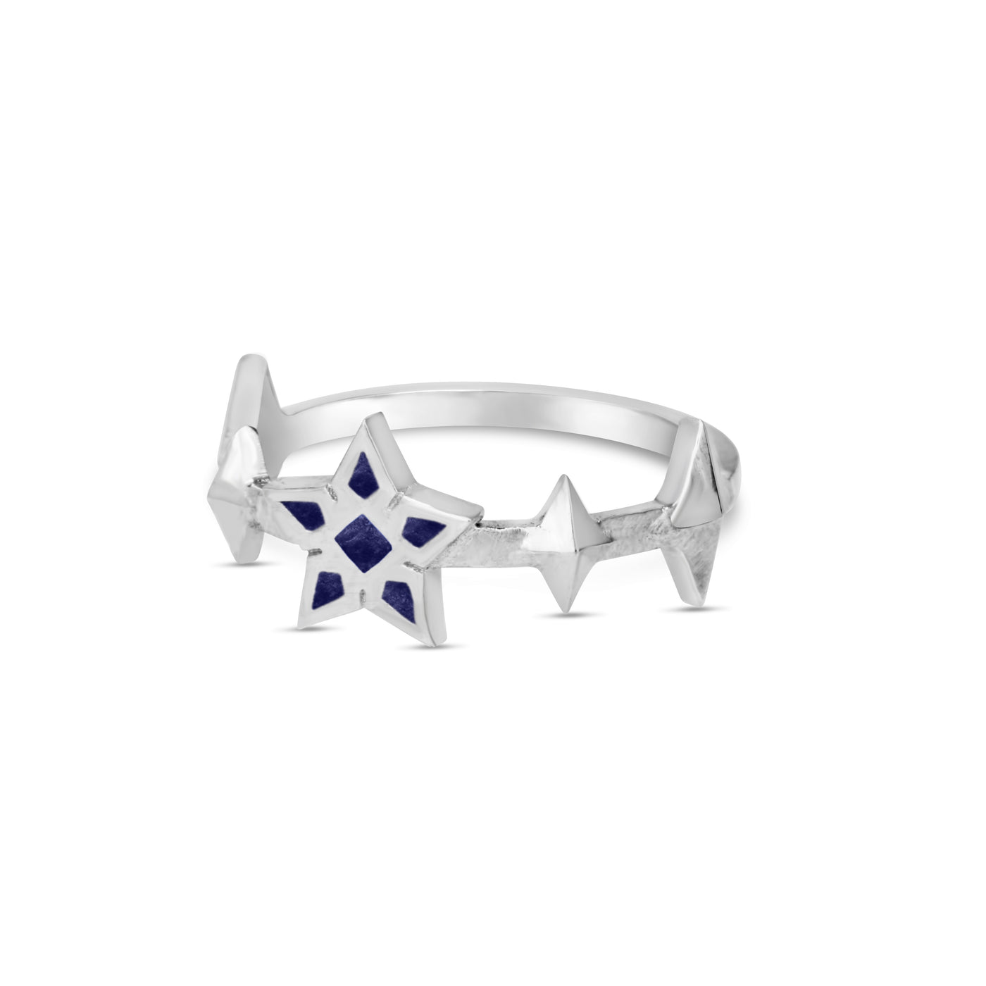 Layla Star Ring  with Blue Enamel