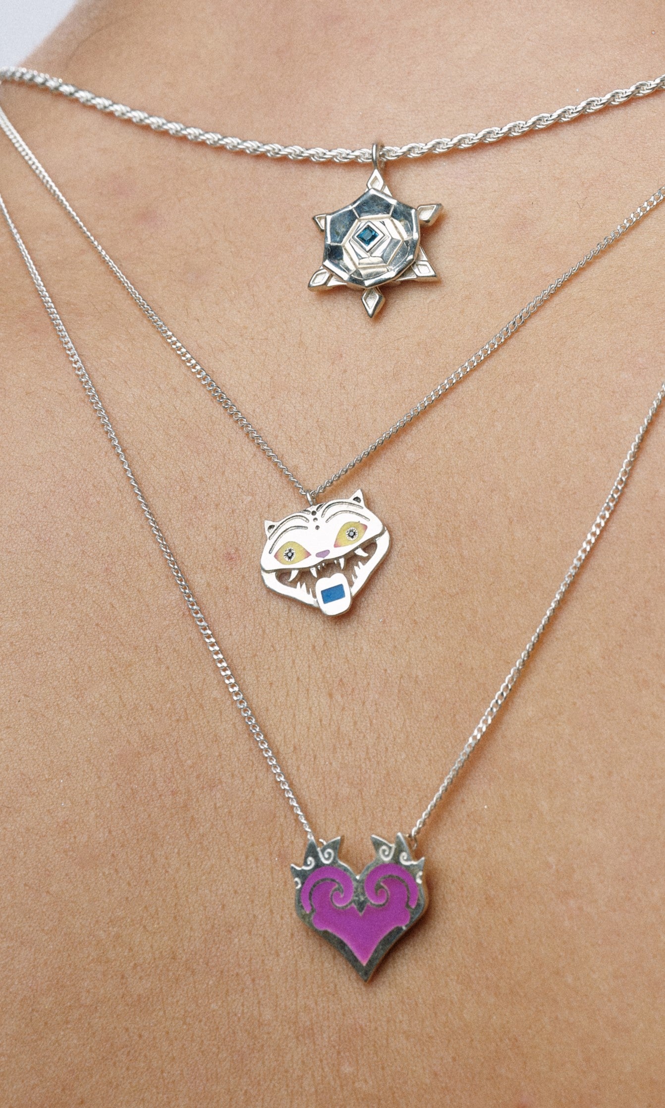 Silver K-Pop Derpy Tiger Necklace