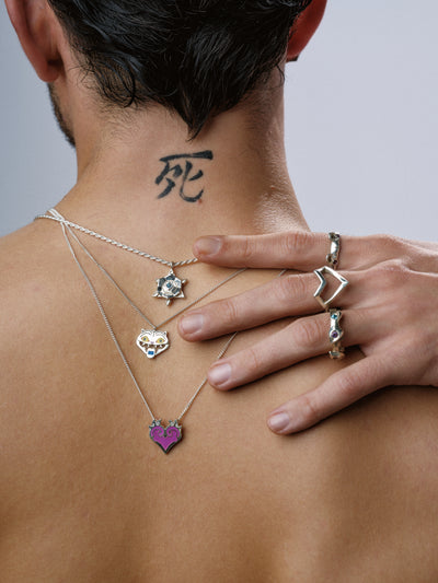 Cookie Evelynn Solid Heart Necklace with Pink Enamel