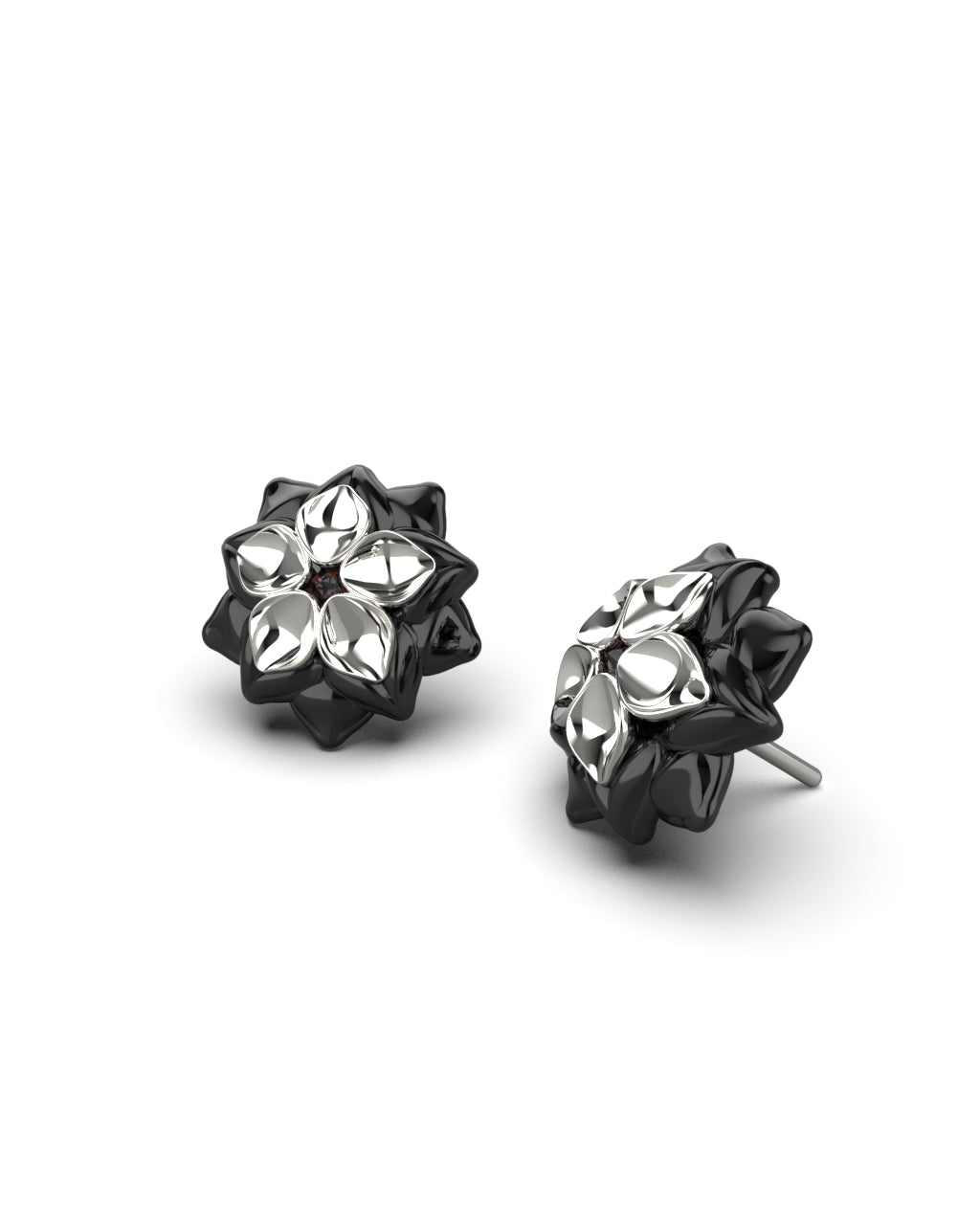 Long Knights Oath Flower Studs with Garnets -Genshin Impact