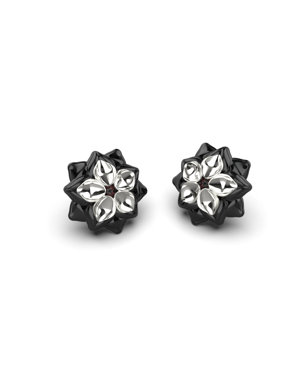 Long Knights Oath Flower Studs with Garnets -Genshin Impact