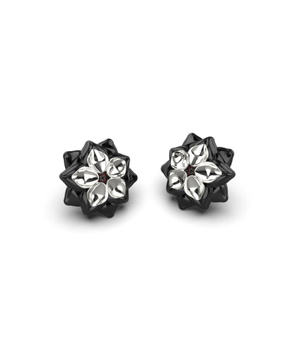 Long Knights Oath Flower Studs with Garnets -Genshin Impact
