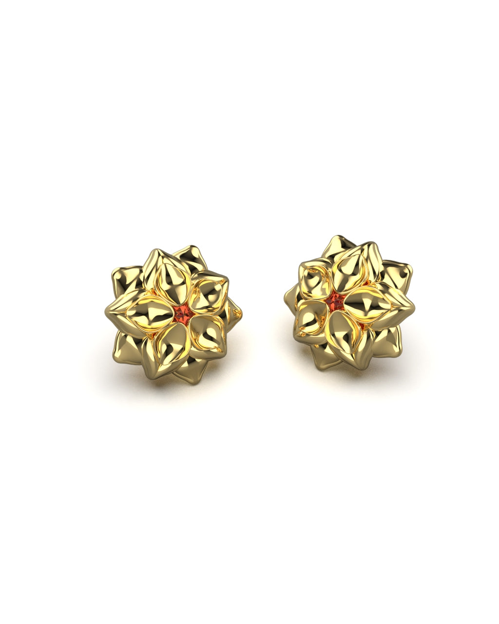 Long Knights Oath Flower Studs with Garnets -Genshin Impact