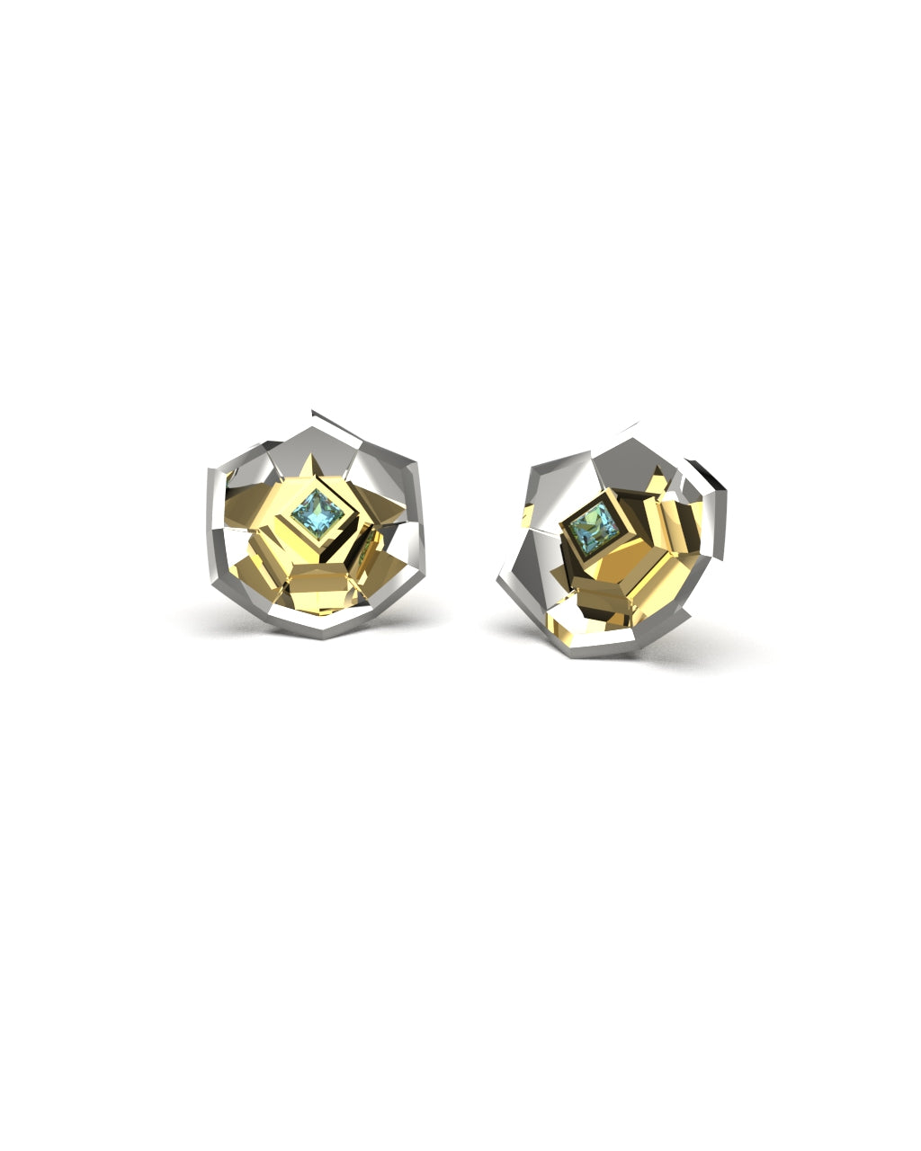 Desert Pavillion Flower Studs with Square Topaz Stone- Genshin Impact
