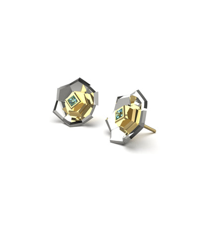 Desert Pavillion Flower Studs with Square Topaz Stone- Genshin Impact