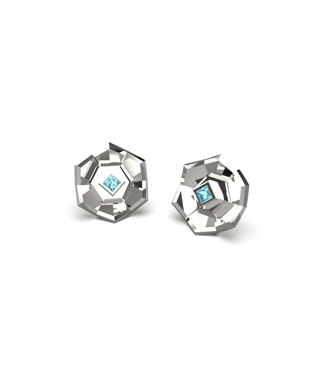 Desert Pavillion Flower Studs with Square Topaz Stone- Genshin Impact
