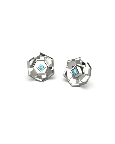 Desert Pavillion Flower Studs with Square Topaz Stone- Genshin Impact