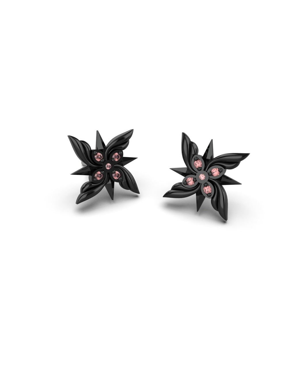Pair of Arlecchino Fatui flower silver stud earrings