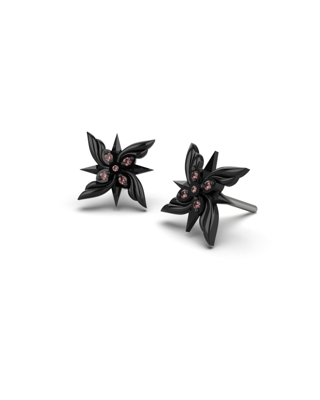 Pair of Arlecchino Fatui flower silver stud earrings