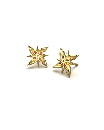 Pair of Arlecchino Fatui flower silver stud earrings